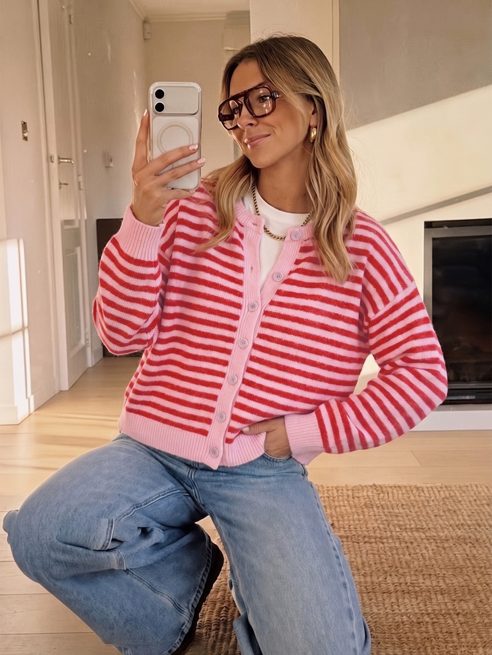 ZARA Womens Fall Winter Relaxed Sweet Party Bright Stripe Cardigan